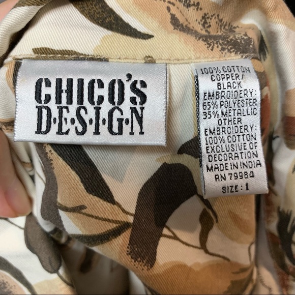 CHICO’s DESIGN FLORAL BEADED  EARTH TONE COLOR JACKET SIZE 1/M8 - Picture 12 of 12